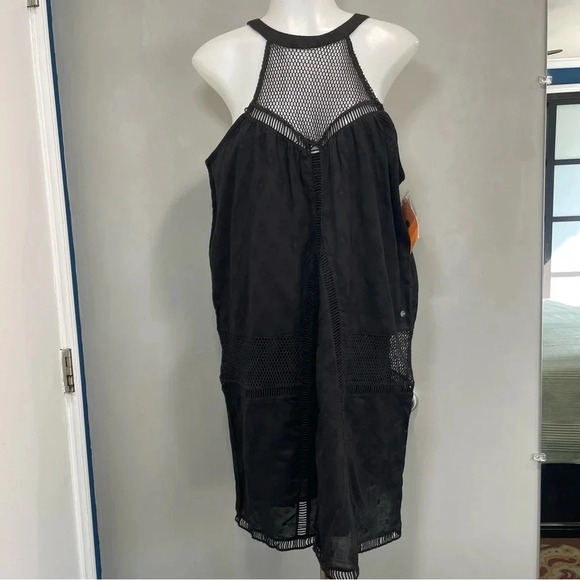 NWT Rip Curl Women's Black Karma Mesh Sleeveless Ladder Stitch Mini Dress Sz XL - Picture 2 of 12